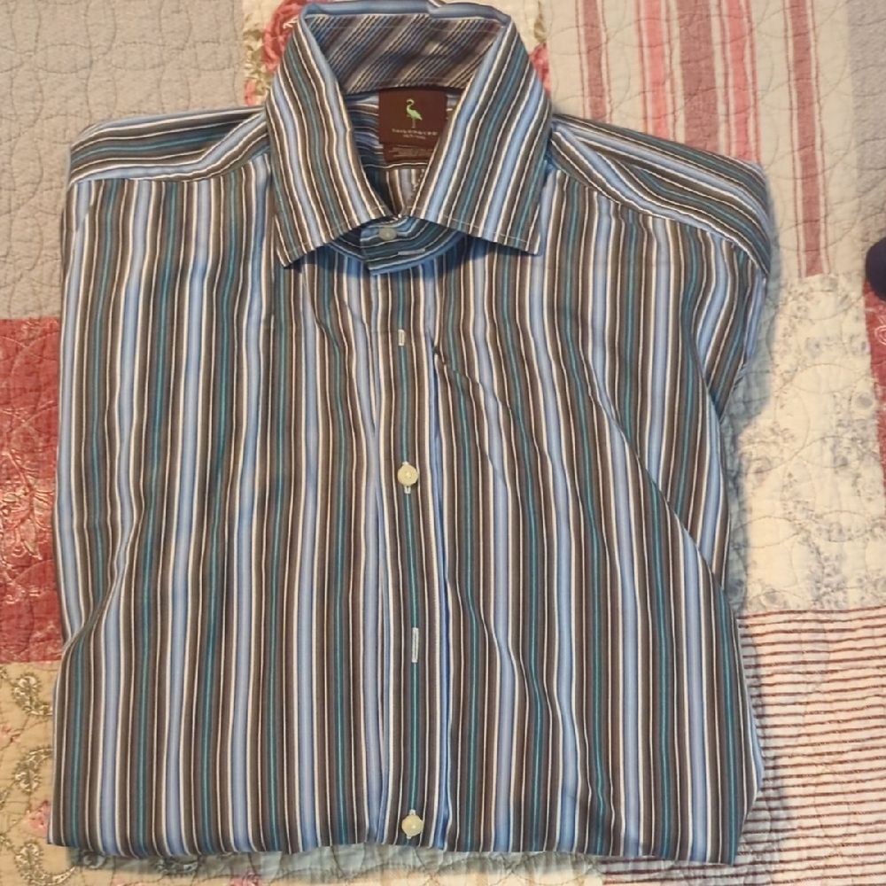 Tailorbyrd men’s striped shirt | multicolor button-down modern tailored fit
